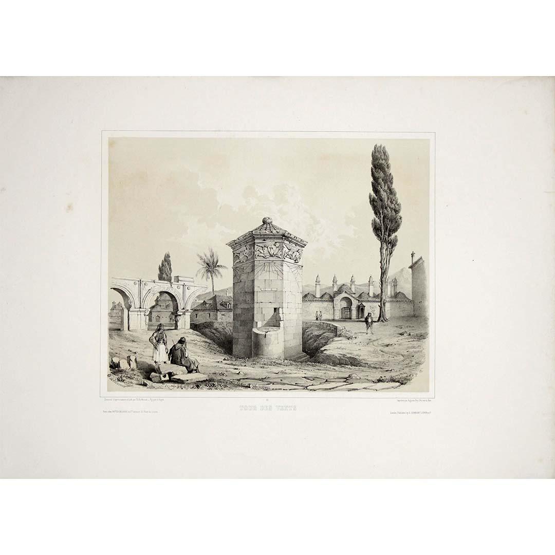 Print Théodore du Moncel - 1846 gravure originale de Théodore Du Moncel - Tour des vents