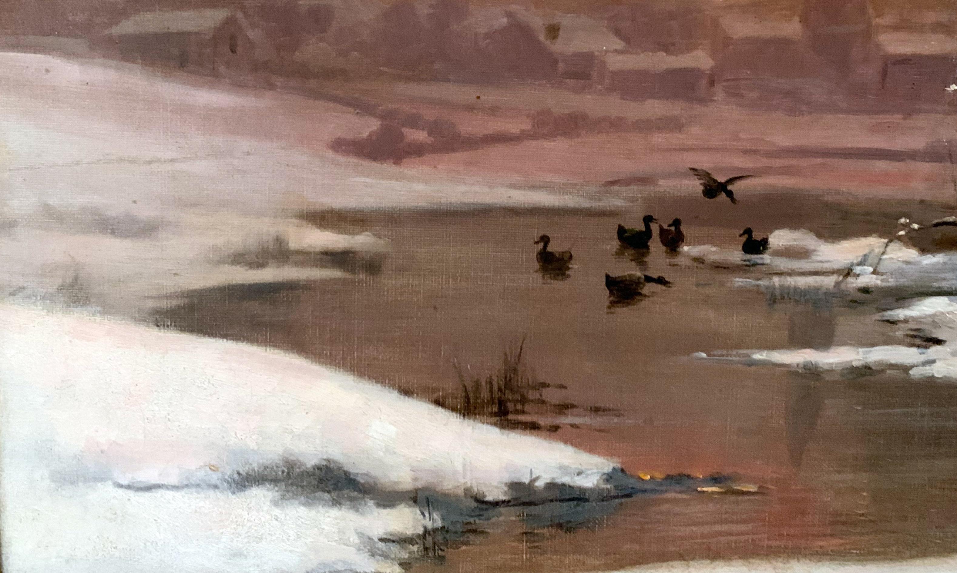 Paysage Enneigé De Théodore Levigne (1848/1912) en vente 3