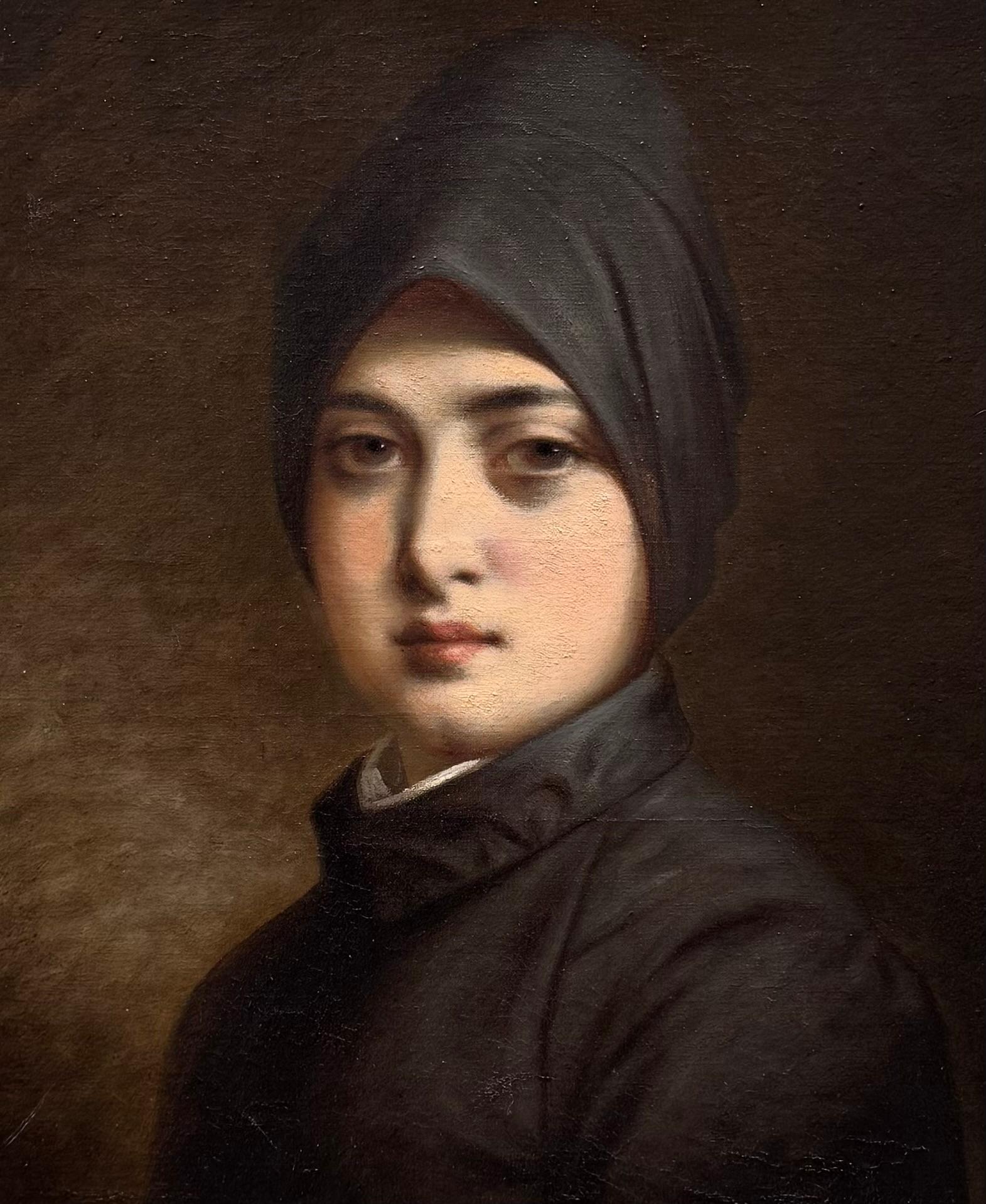 Portrait of a Russian nun - Painting de Théodore Tchoumakoff