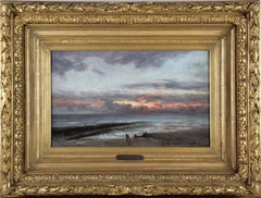 Oil painting on canvas coastal scene "Nightfall on the North Sea " ca. 1880