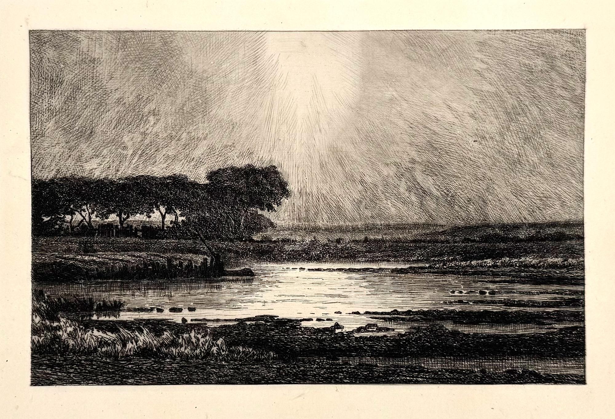 Figurative Print Théodore TSCHARNER (1826-1906) - Vue de la Meuse près de Jupille
