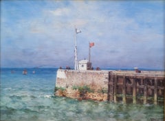 Theodore WEBER Peintre officiel de la Marine Française Port de Treport Normandie 20ème
