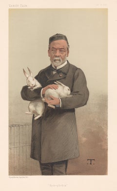 Antique Louis Pasteur, Vanity Fair scientist caricature chromolithograph print, 1887