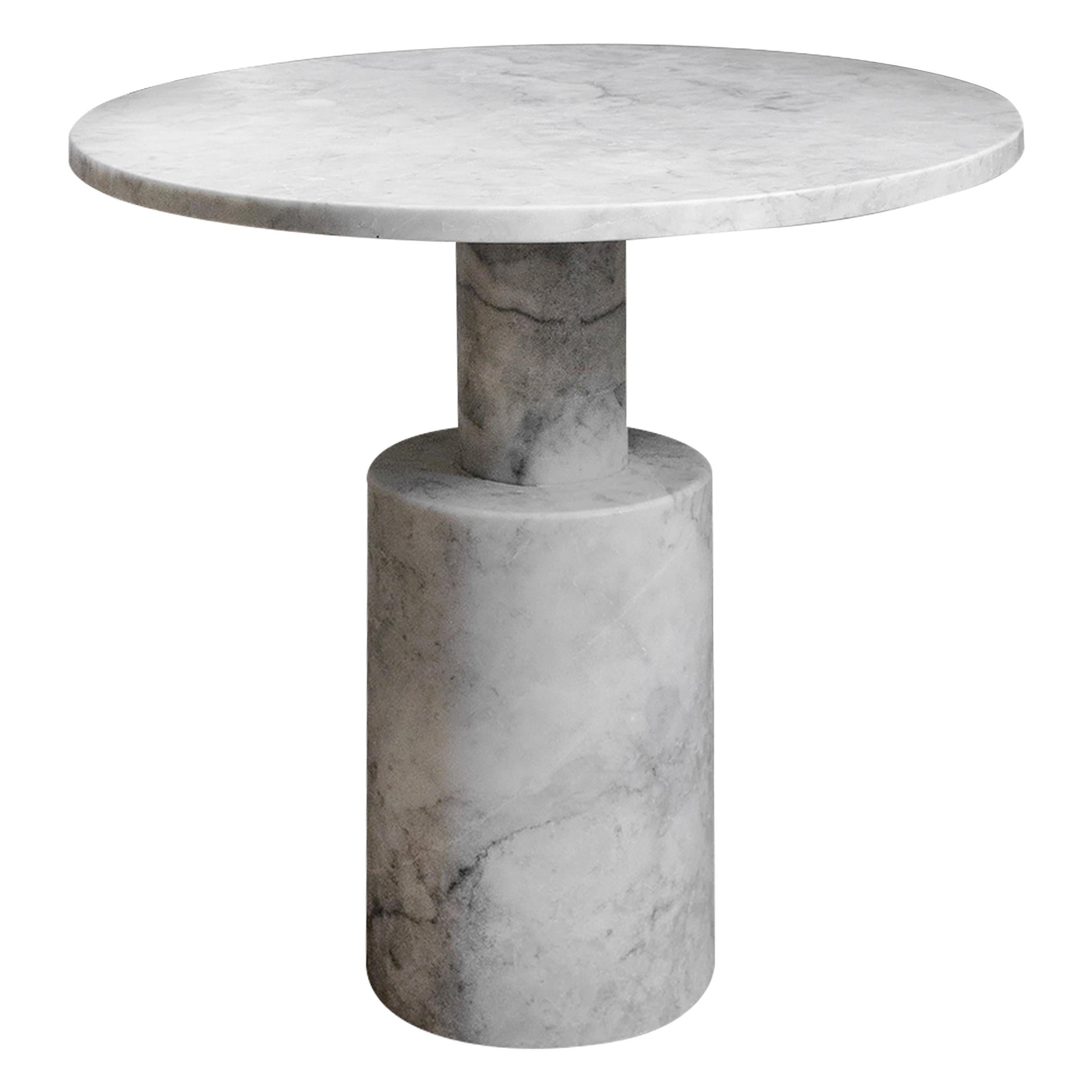 Table d'appoint moyenne en marbre blanc Tholos