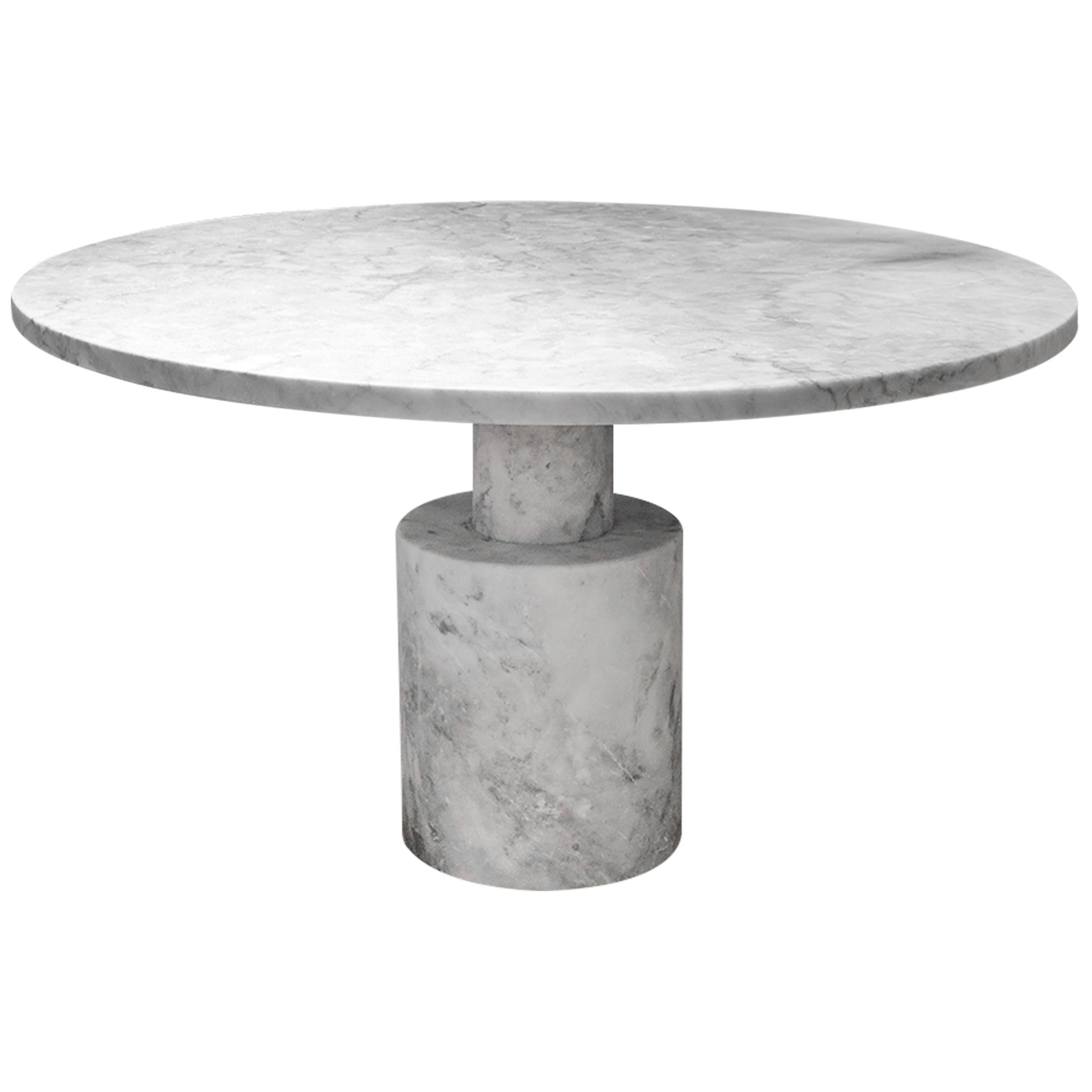 Petite table d'appoint en marbre blanc Tholos