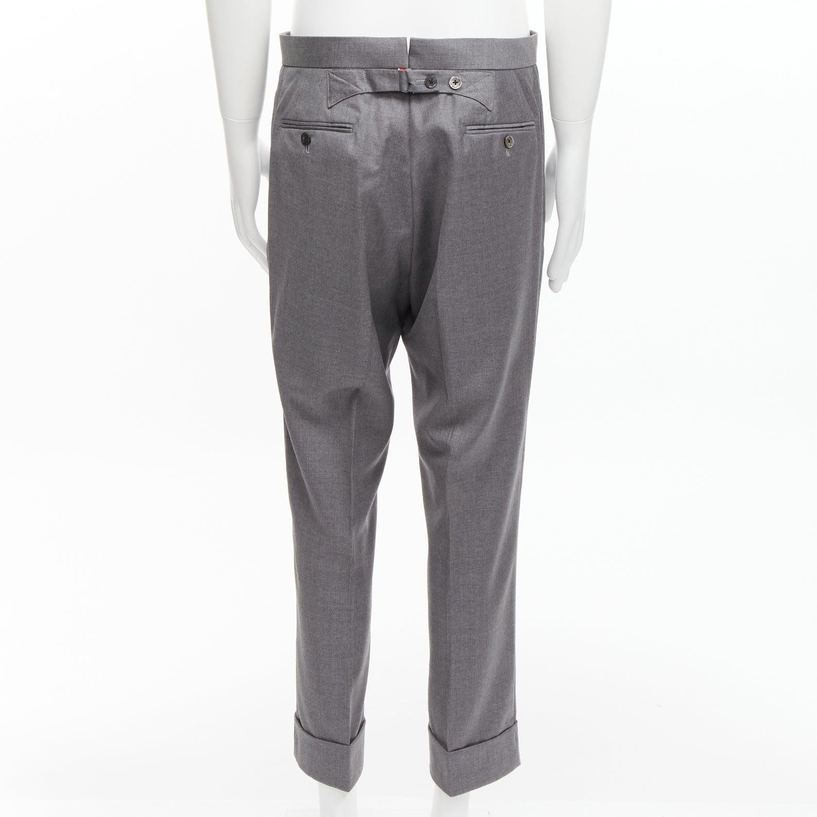 THOM BROWNE 100% wool grey single breast 2-button blazer pants suit SZ. 3 L For Sale 5