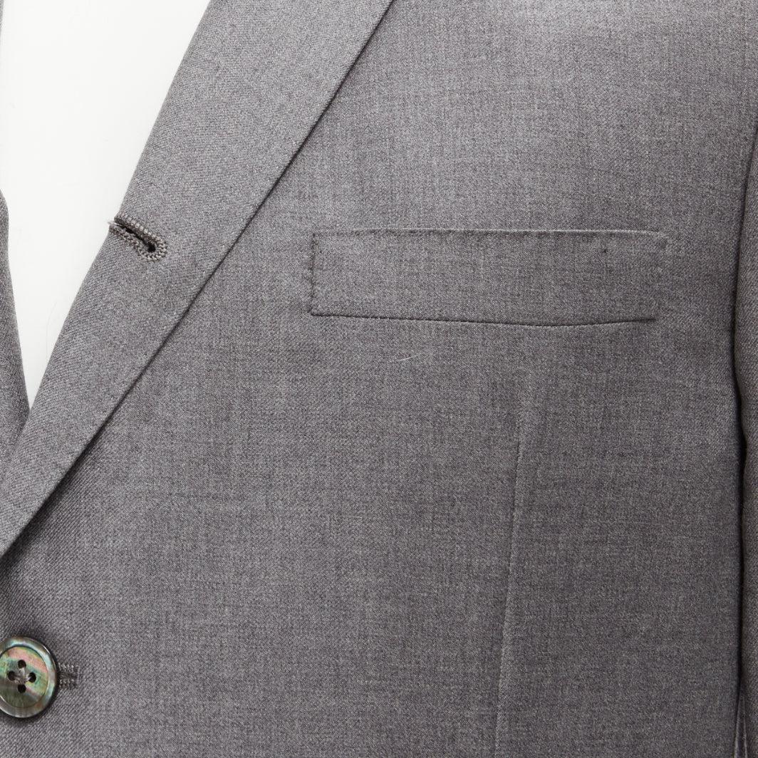 THOM BROWNE 100% wool grey single breast 2-button blazer pants suit SZ. 3 L For Sale 2