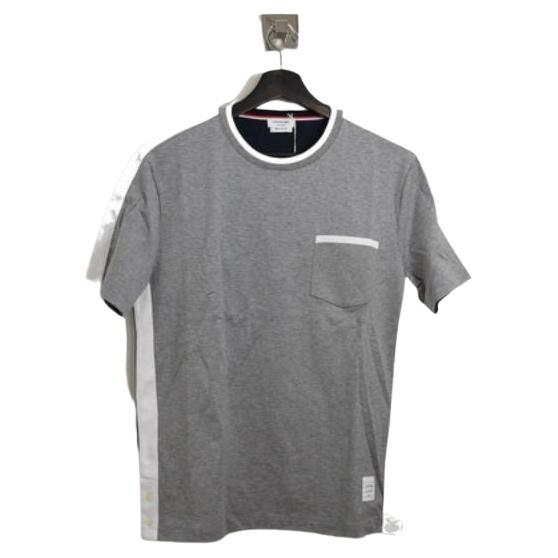 Thom Browne 2 Tone T-Shirt Grey Blue For Sale