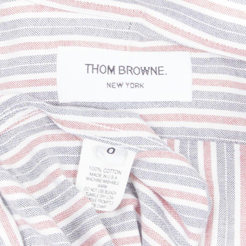 THOM BROWNE 2009 Signature grey red stripe cotton slim fit shirt US0 For Sale 5