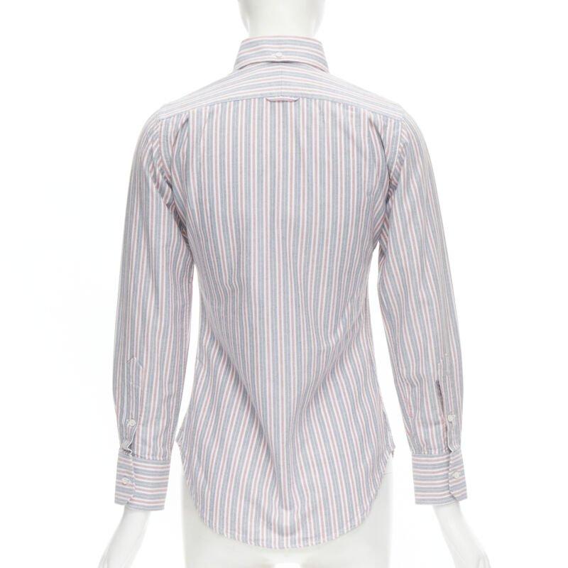 Women's THOM BROWNE 2009 Signature grey red stripe cotton slim fit shirt US0 For Sale