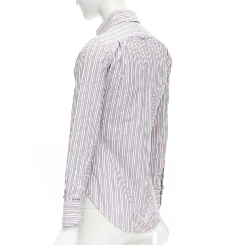 THOM BROWNE 2009 Signature grey red stripe cotton slim fit shirt US0 For Sale 1