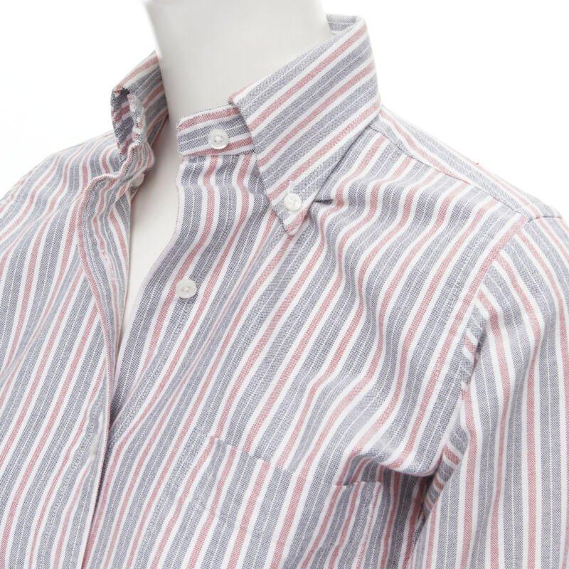 THOM BROWNE 2009 Signature grey red stripe cotton slim fit shirt US0 For Sale 2
