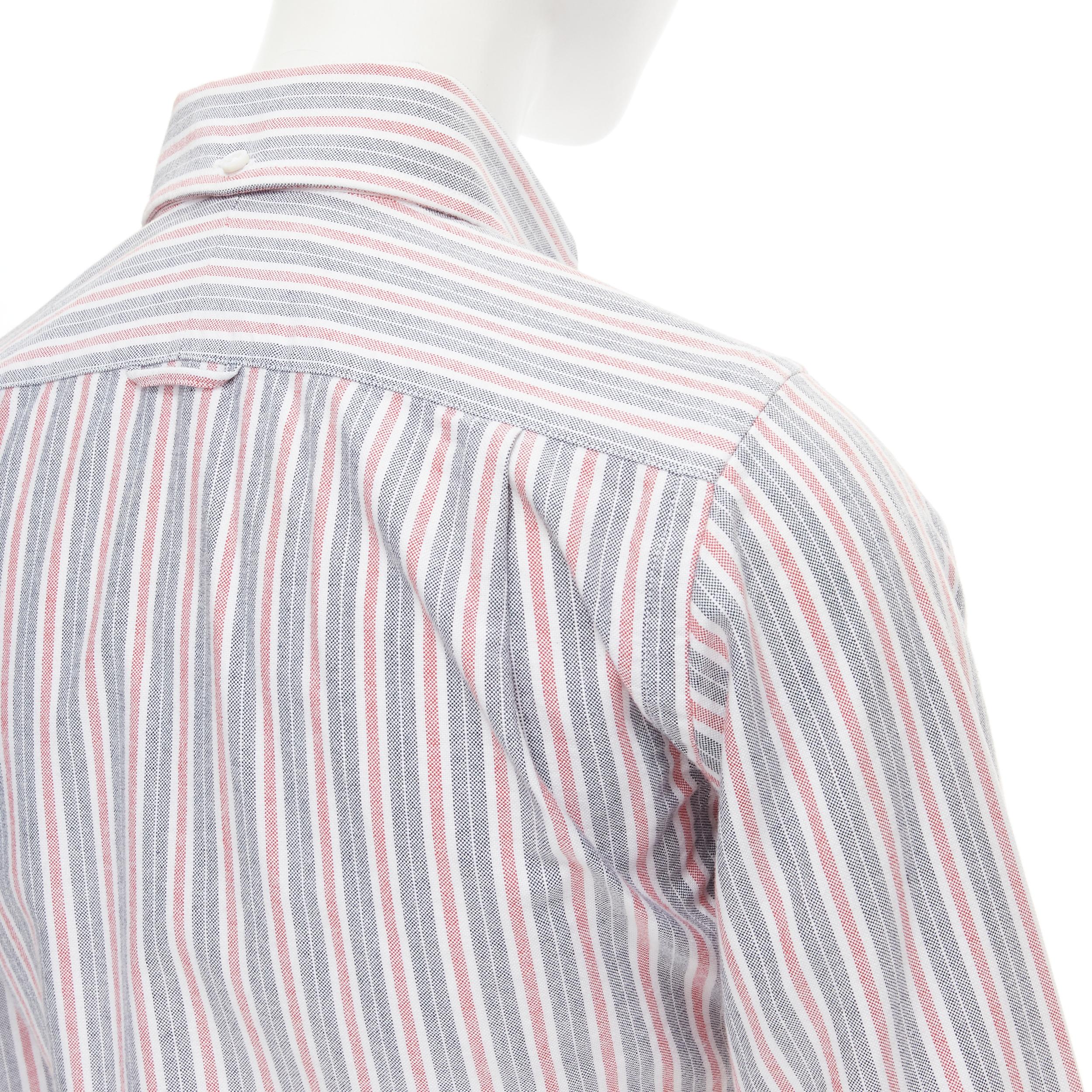 THOM BROWNE 2009 Signature grey red stripe cotton slim fit shirt US0 For Sale 1