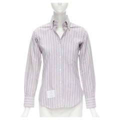 THOM BROWNE 2009 Camicia slim fit in cotone a righe grigie e rosse US0
