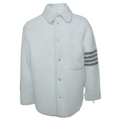 Thom Browne, 4 bar stripe shearling jacket