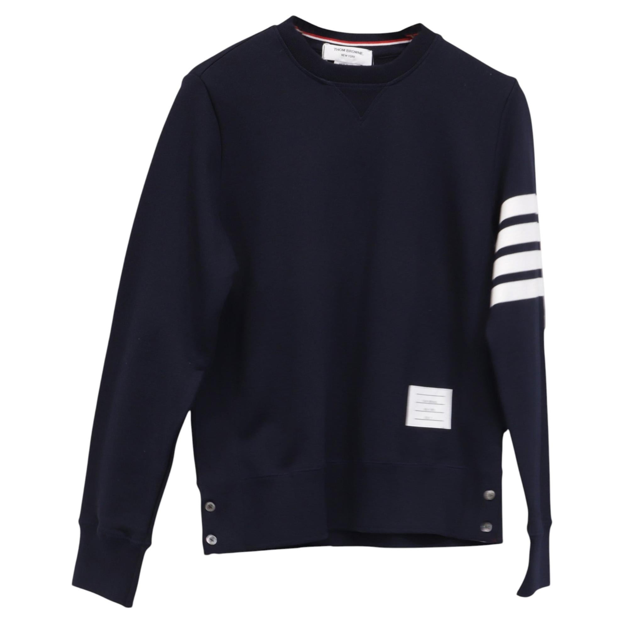 Pre-owned Thom Browne 4-bar Stripe Sweatshirt In Navy Blue Cotton