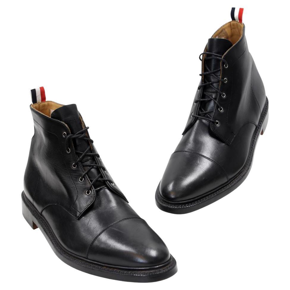 Thom Browne Ankle Boots Size 10.5 Leather Lace-Up Cap Toe Shoes TB-0502N-0151