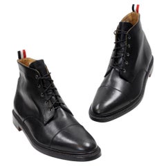 Thom Browne Ankle Boots Size 10.5 Leather Lace-Up Cap Toe Shoes TB-0502N-0151