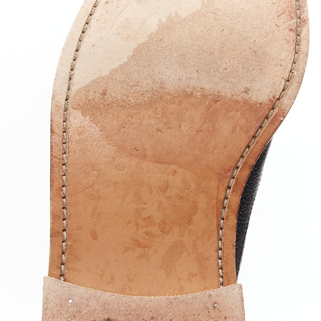 THOM BROWNE schwarz genarbtes Leder perforiert Oxford Brogue Schuhe EU42.5 im Angebot 6
