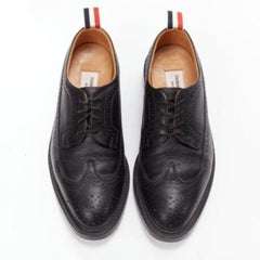 THOM BROWNE scarpe oxford brogue in pelle nera traforata EU42.5