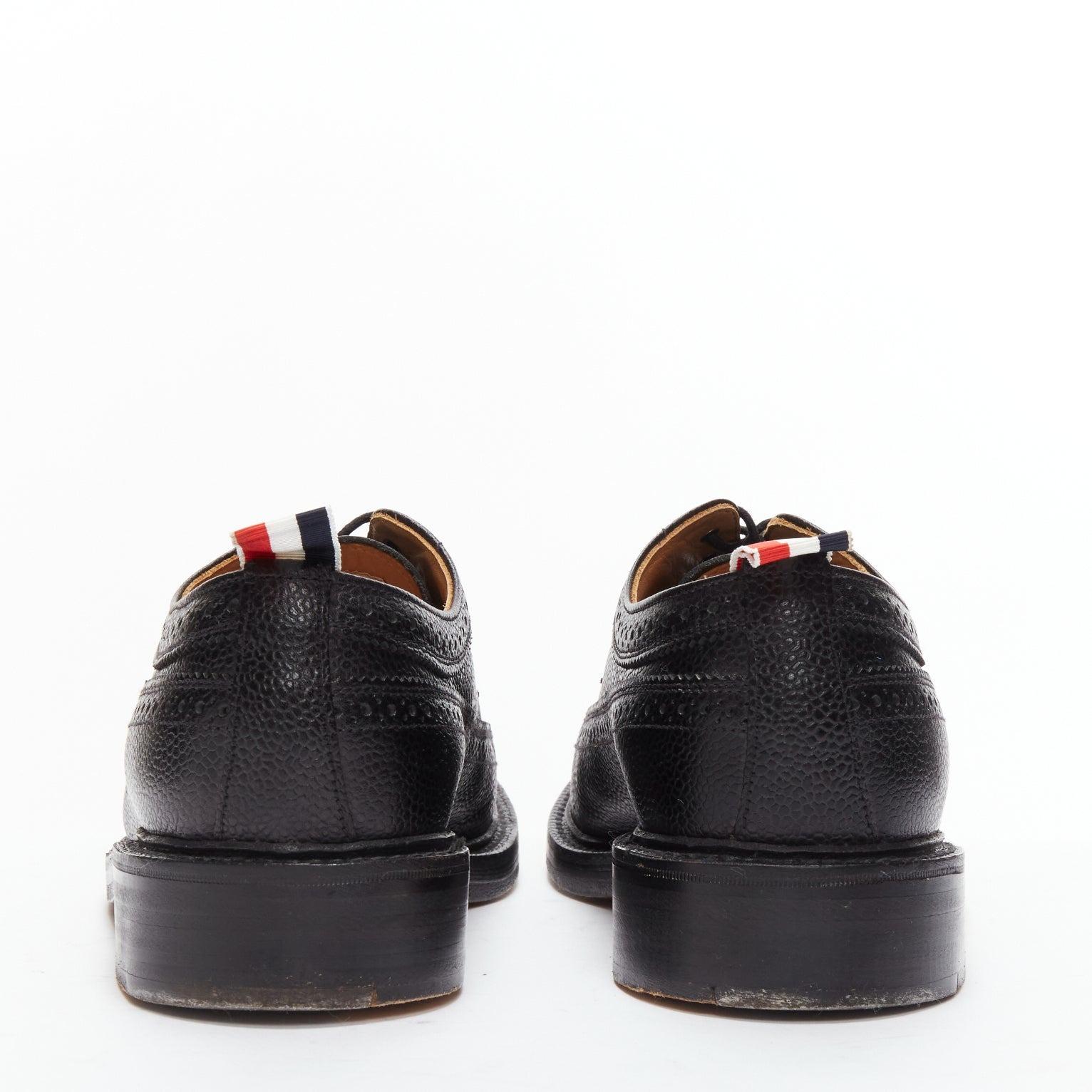THOM BROWNE schwarz genarbtes Leder perforiert Oxford Brogue Schuhe EU42.5 Herren im Angebot