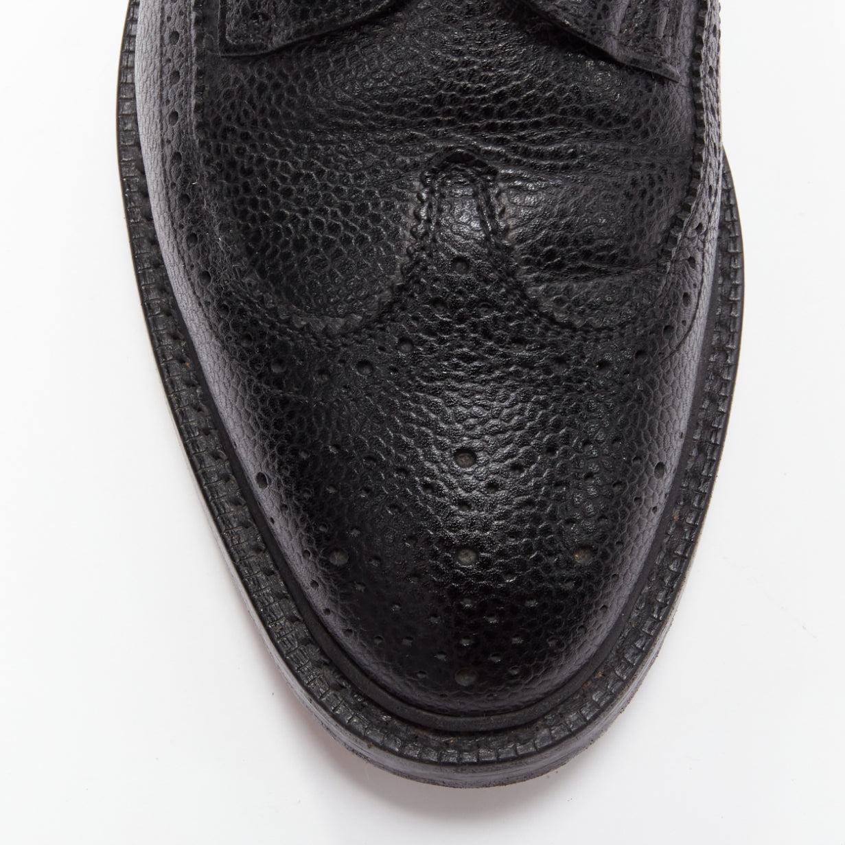 THOM BROWNE black grained leather perforated oxford brogue shoes EU42.5 For Sale 1