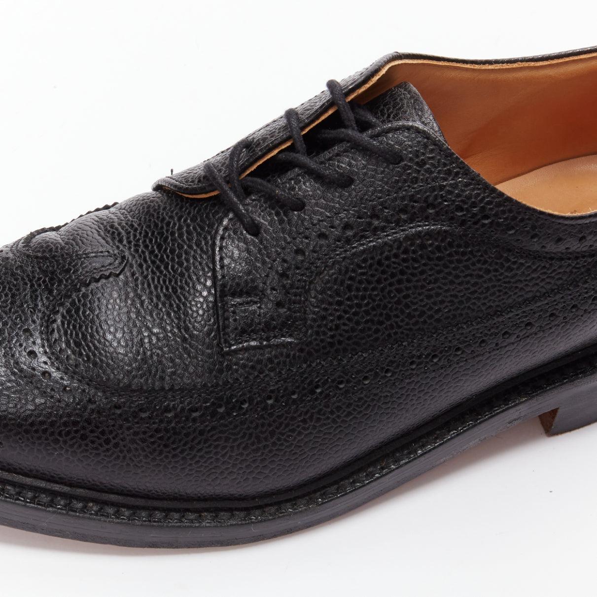 THOM BROWNE black grained leather perforated oxford brogue shoes EU42.5 For Sale 2