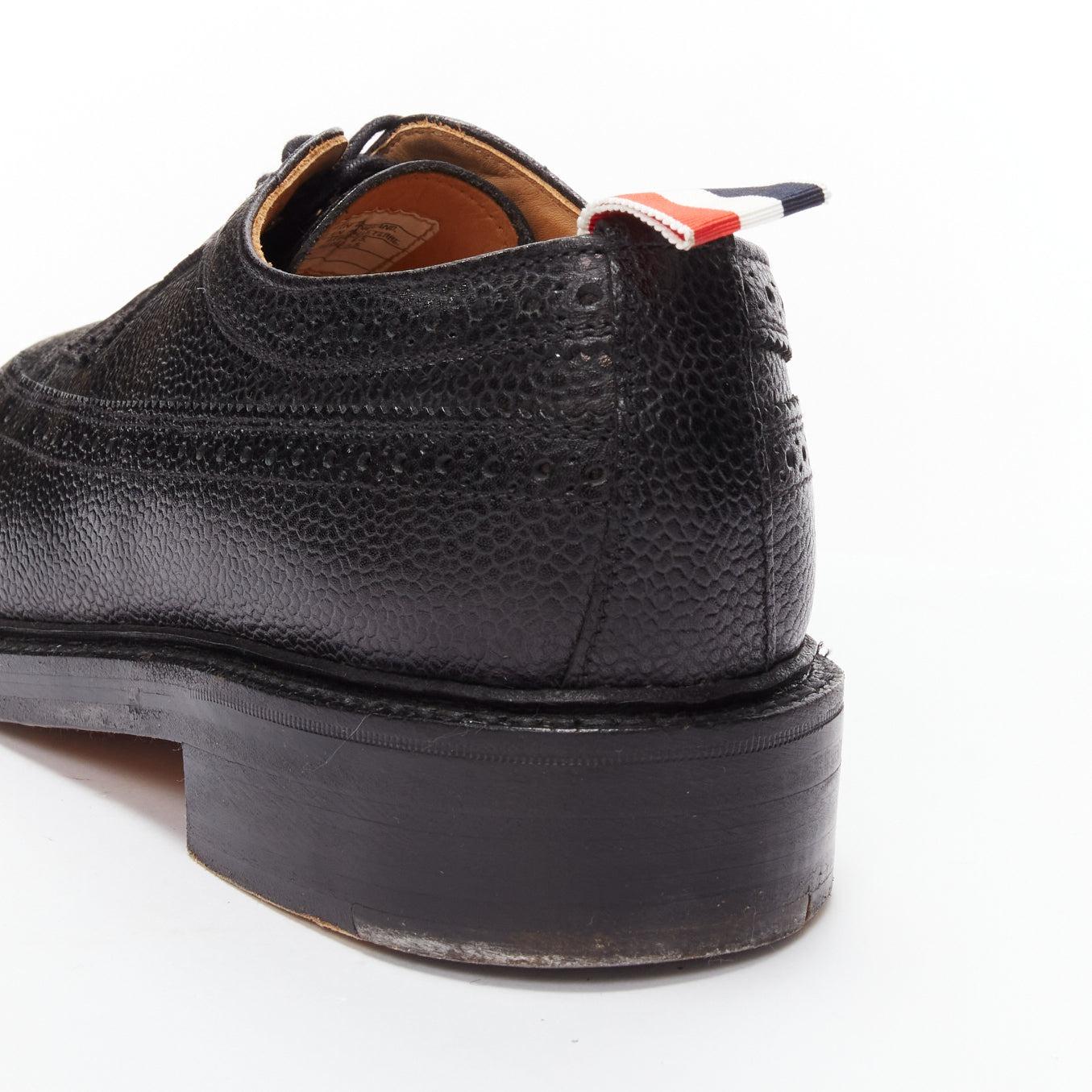 THOM BROWNE black grained leather perforated oxford brogue shoes EU42.5 For Sale 3