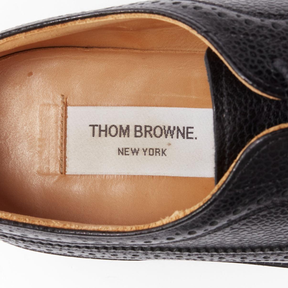 THOM BROWNE black grained leather perforated oxford brogue shoes EU42.5 For Sale 4