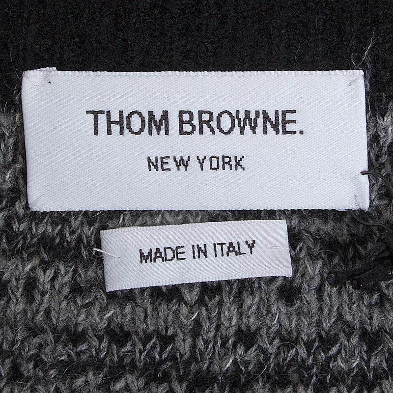 THOM BROWNE black & grey wool BOX PLEAT KNIT Short Skirt 3 M In Excellent Condition For Sale In Zürich, CH