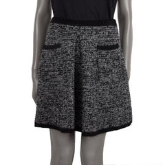 THOM BROWNE black & grey wool BOX PLEAT KNIT Short Skirt 3 M