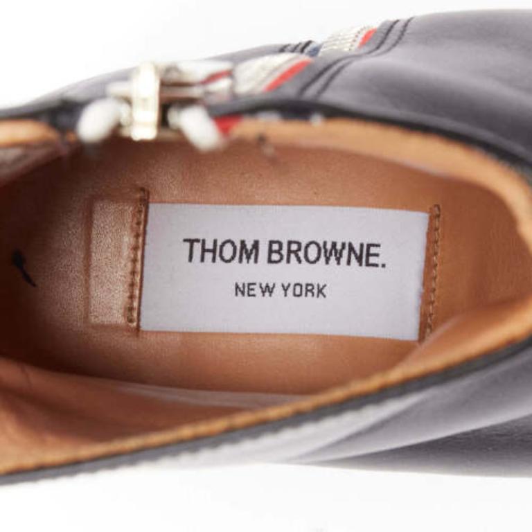 THOM BROWNE - stivaletti con zip minimal in pelle nera, rossa e blu - EU38 in vendita 5