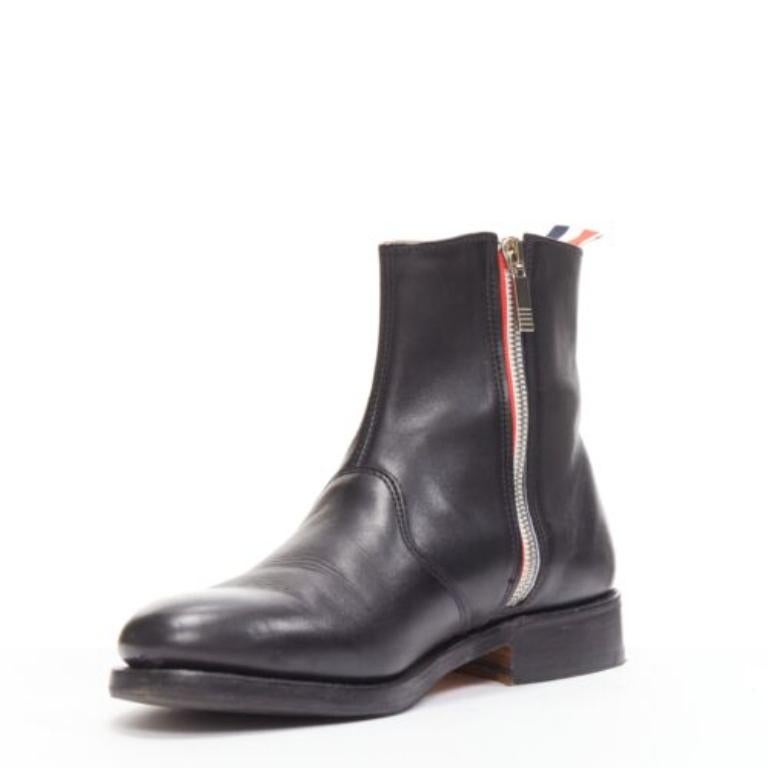THOM BROWNE - stivaletti con zip minimal in pelle nera, rossa e blu - EU38 In condizioni buone in vendita a Hong Kong, NT