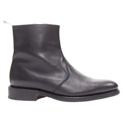 THOM BROWNE bottes à la cheville en cuir noir rouge bleu avec patte de boutonnage, fermeture à glissière minimale EU38