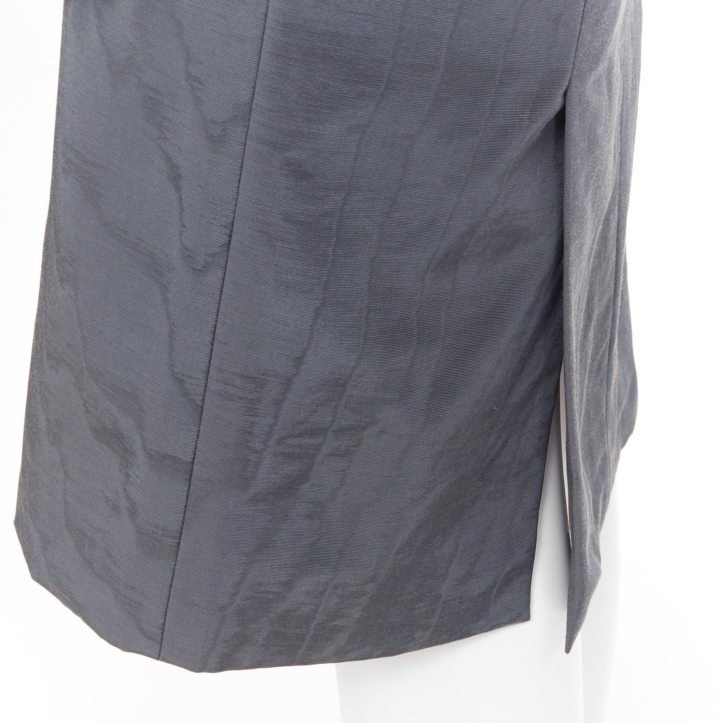 THOM BROWNE black silk grosgrain insert curved seams cap sleeve flared dress US0 For Sale 5