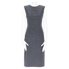 THOM BROWNE black silk grosgrain insert curved seams cap sleeve flared dress US0