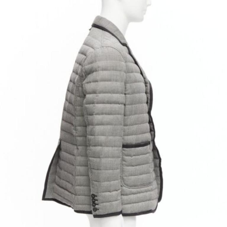 THOM BROWNE schwarz-weißer Blazer mit Hahnentrittmuster und Streifenbesatz und gepolstertem Blazer Gr. 3 L im Zustand „Hervorragend“ im Angebot in Hong Kong, NT