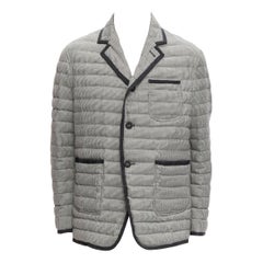 THOM BROWNE blazer acolchado negro blanco pata de gallo ribeteado a rayas forrado Sz3 L