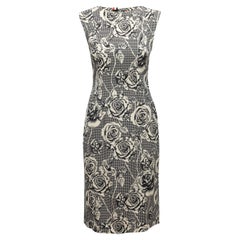 Thom Browne Black & White Wool Printed Midi Dress