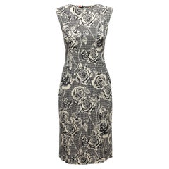 Thom Browne Vestito midi stampato in lana bianco e nero