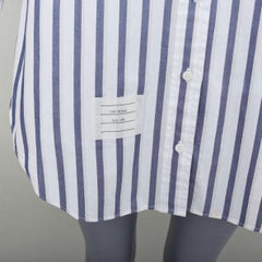 THOM BROWNE blue white poplin cotton stripe button down shirt dress US0 XS0