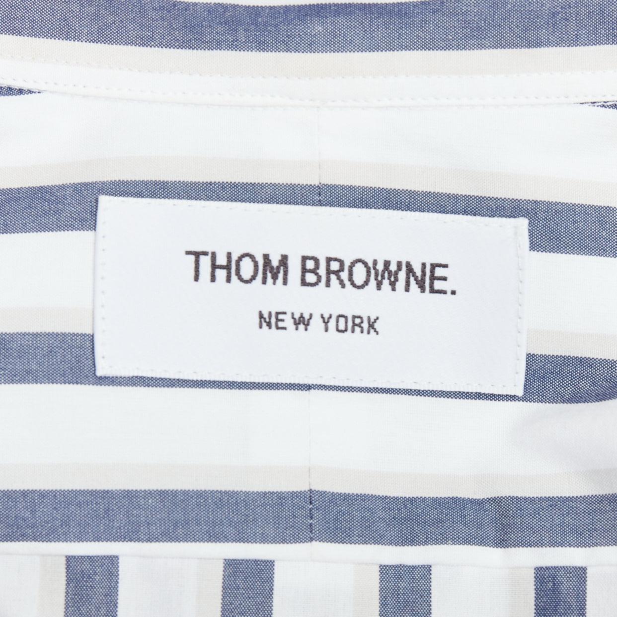 THOM BROWNE blue white poplin cotton stripe button down shirt dress US0 XS0 For Sale 3