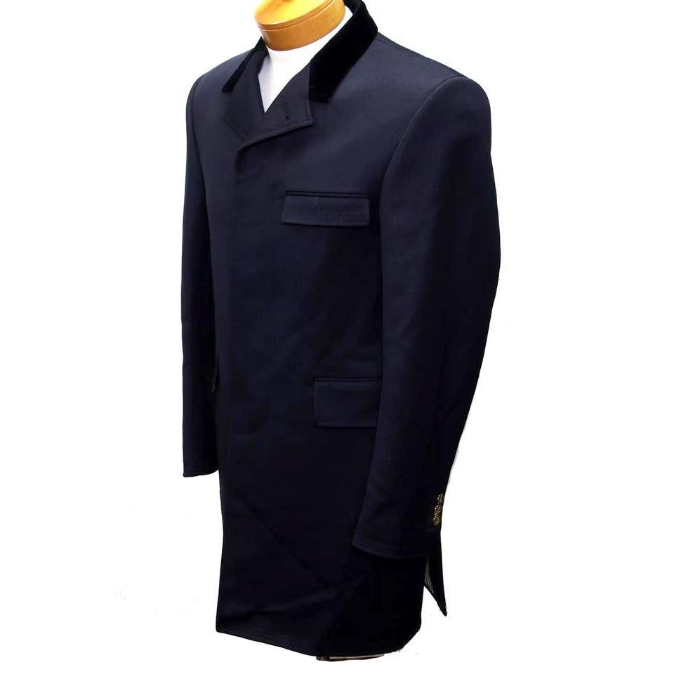Thom Browne Bleu XS Classic Chesterfield FW18 Cavalry Twill Overcoat Jacket Manteau Excellent état - En vente à Downey, CA