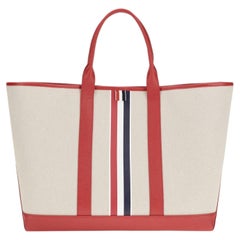 Thom Browne Canvas-Tragetasche mit gestreiftem Rand – Rot