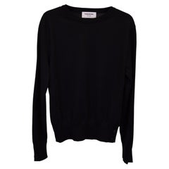 Jersey de cuello redondo de Thom Browne en lana merina negra