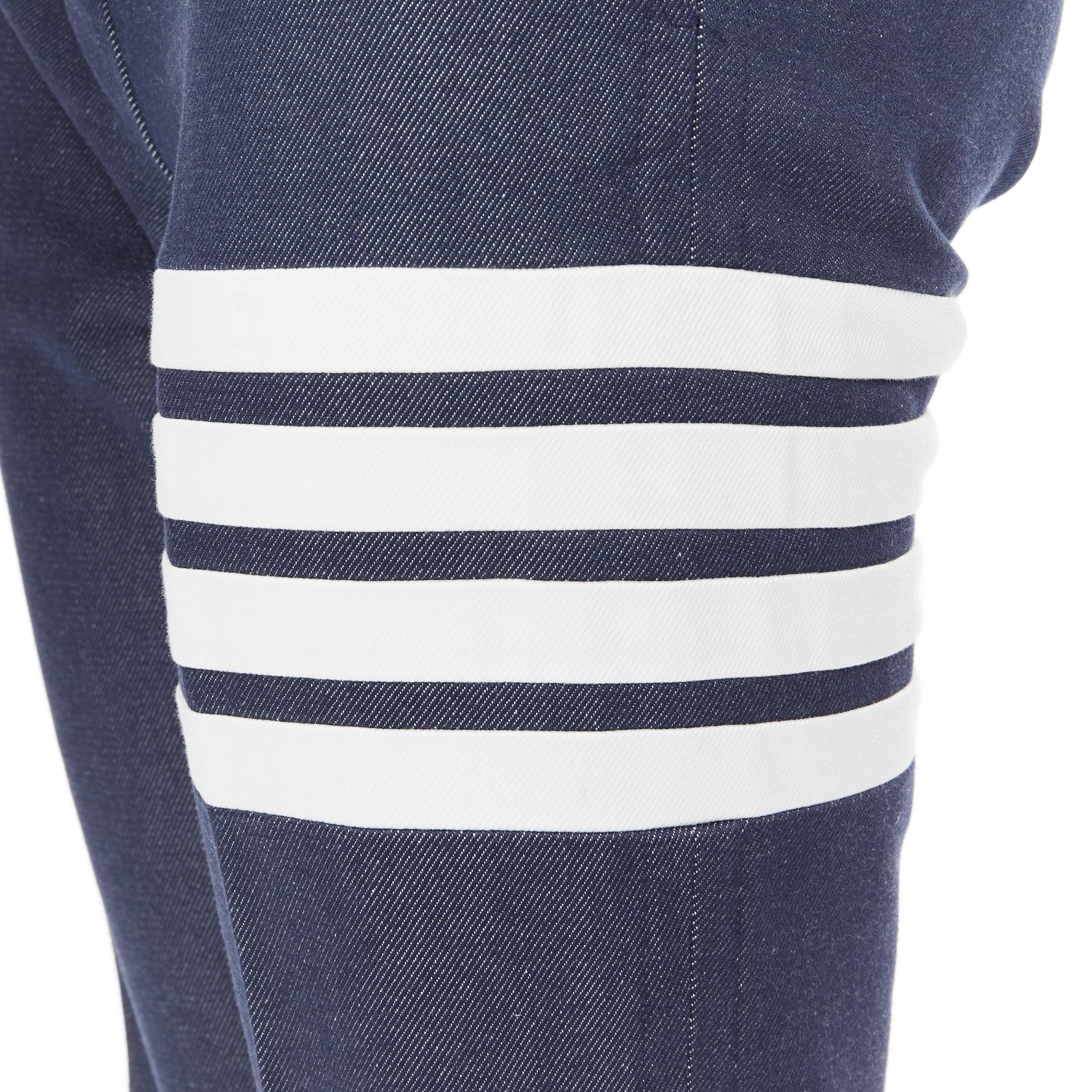 Women's THOM BROWNE dark indigo blue 4 stripe signature tab cropped jeans IT38 26