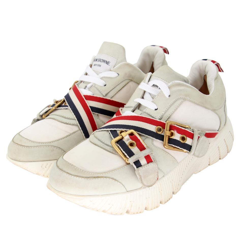 Beige Thom Browne Double Strap 42 Sneakers TB-0901N-0002 For Sale