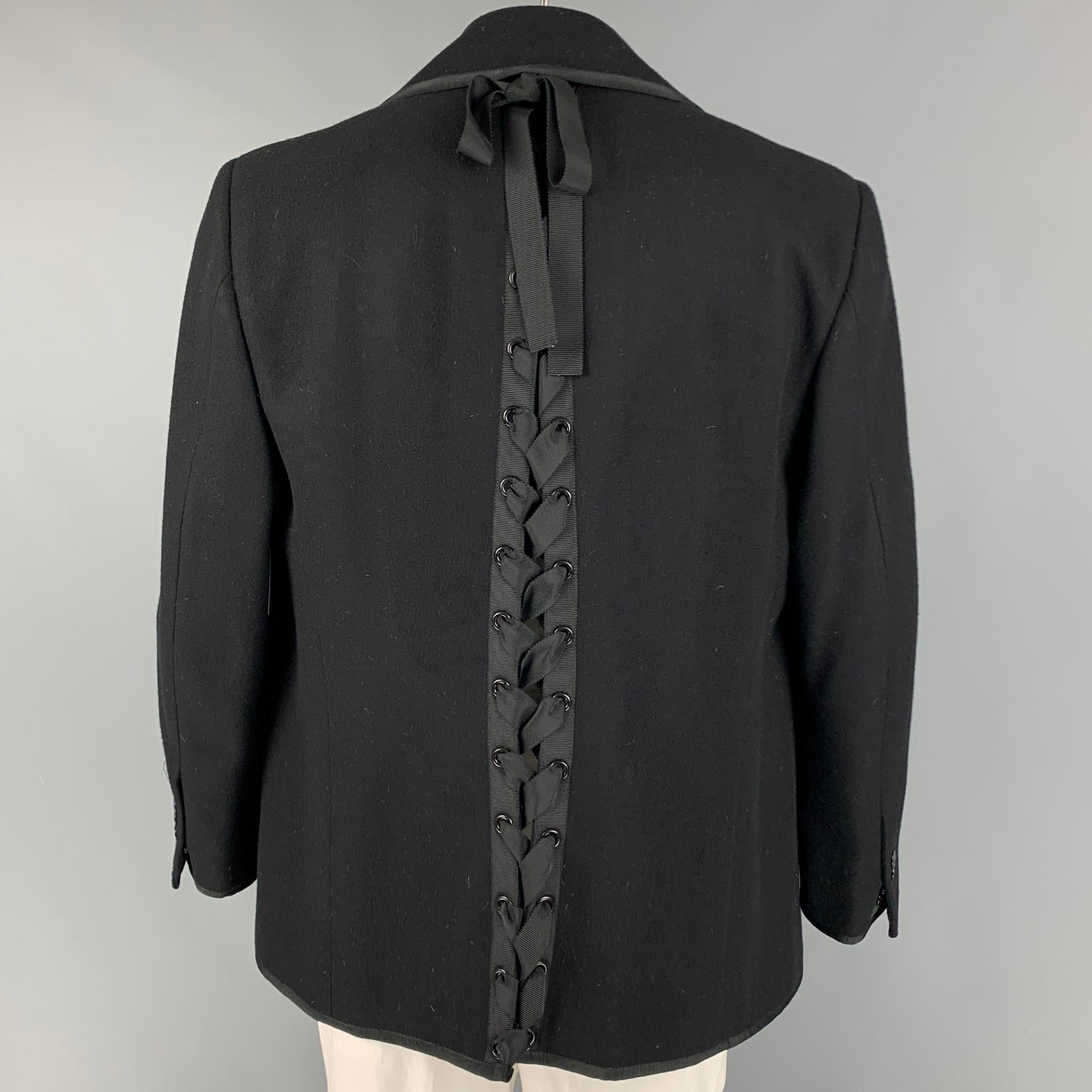 THOM BROWNE Fall 2008 Size XL Black Wool Double Breasted Coat In Good Condition In San Francisco, CA