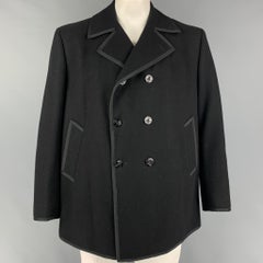 THOM BROWNE Herbst 2008 Größe XL Schwarzer zweireihiger Mantel aus Wolle