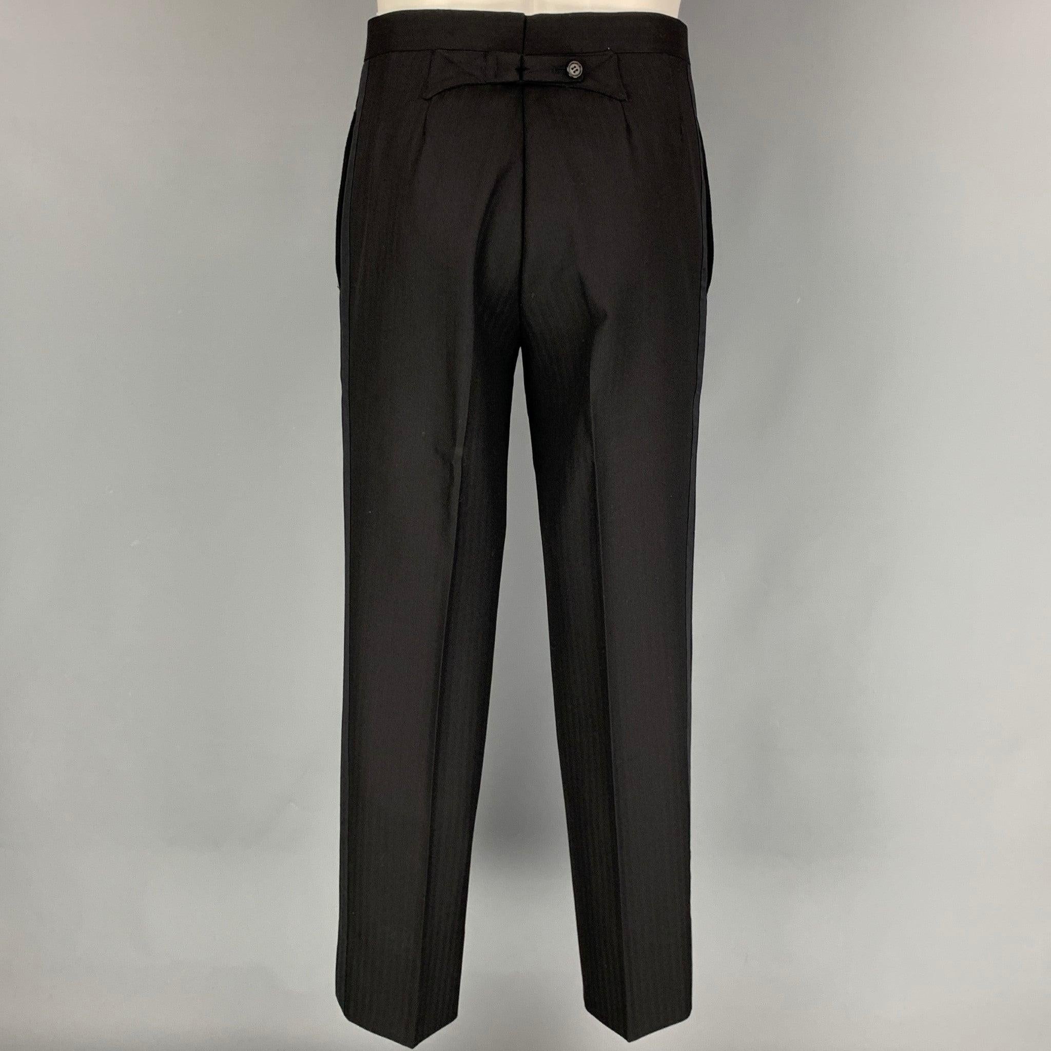 THOM BROWNE for NEIMAN MARCUS Size S Black on Black Herringbone Tuxedo Suit For Sale 2